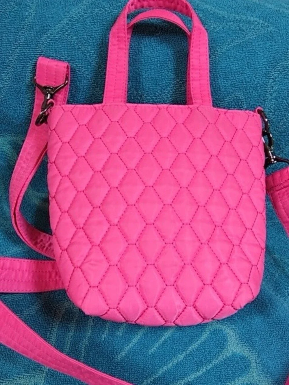 lug Quilted Hot Pink Crossbody Bag with Top Handles